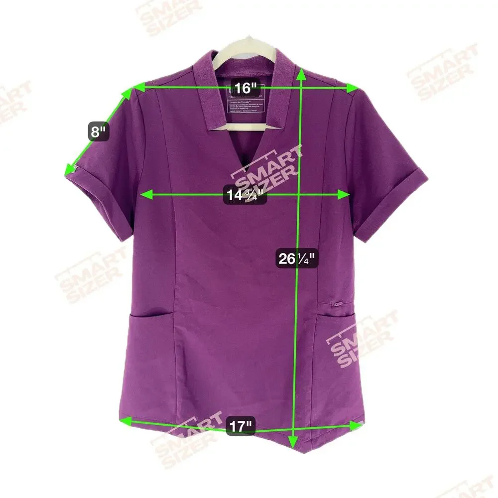 FIGS Scrub Top Womens Medium Purple V-Neck Short Sleeve Pockets Nursing‎ Medical - Picture 8 of 11
